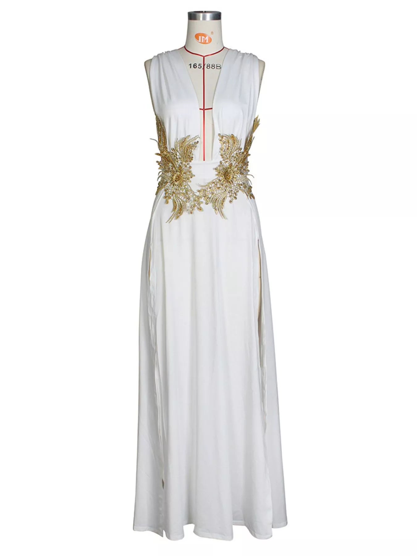 Trendsi Deep V-Neck High Slit Maxi Dress -