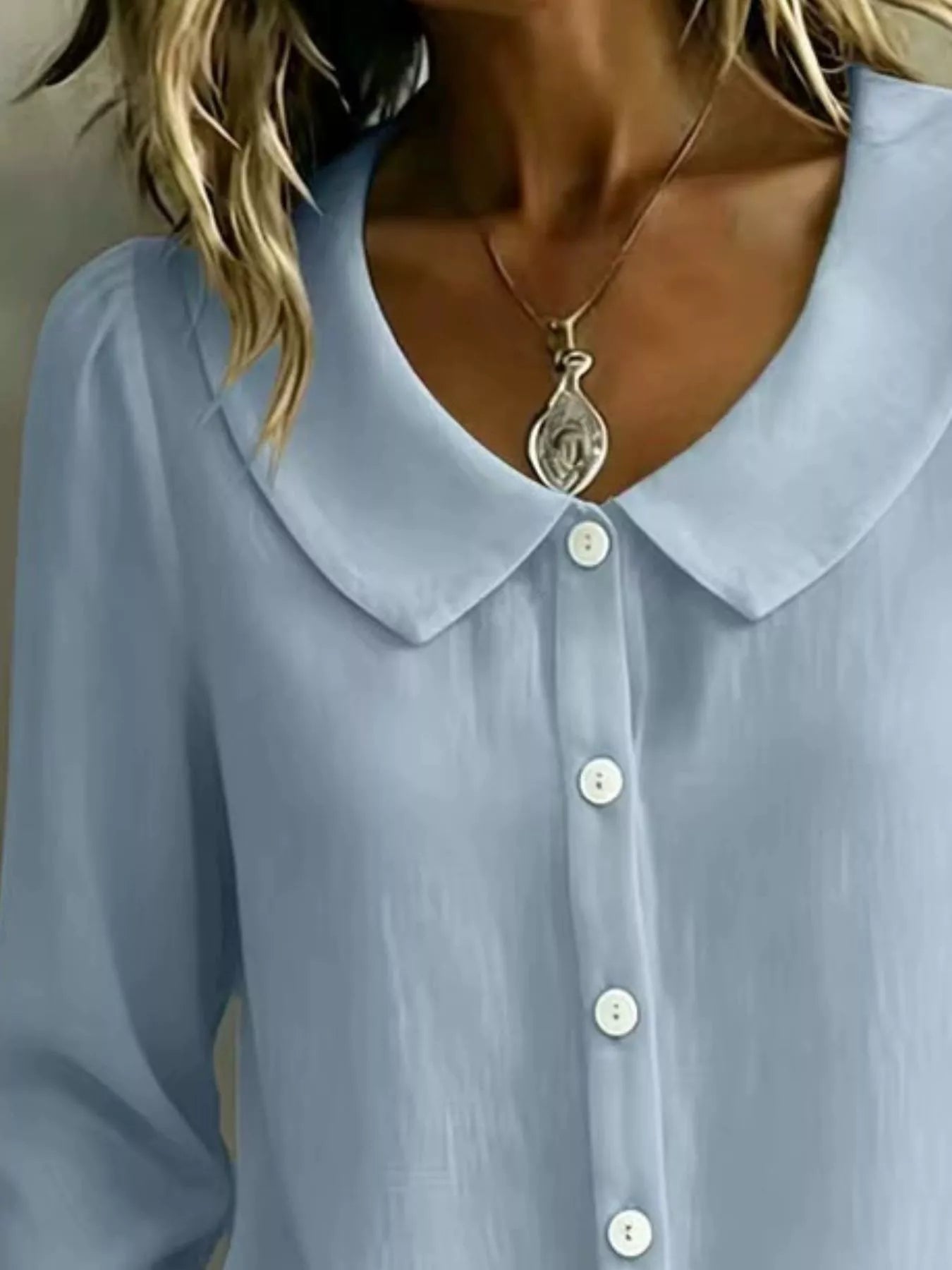 Trendsi Full Size Peter Pan Collar Button-Down Shirt Plus Size -