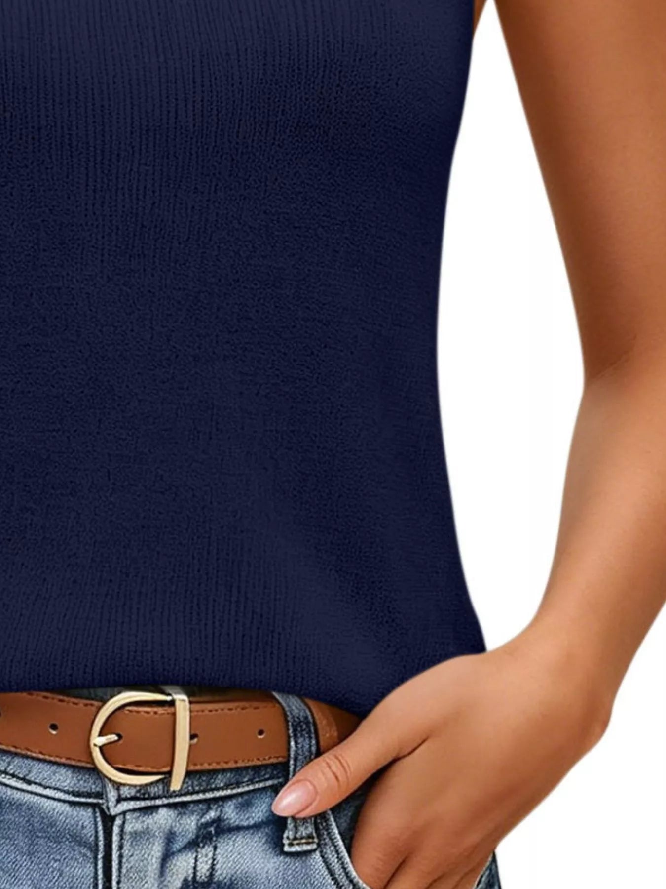 Trendsi V-Neck Ribbed Knit Tank Top -