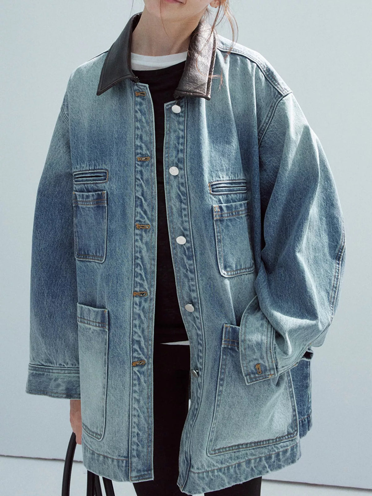 Denim Blue button up dropped shoulder denim jacket
