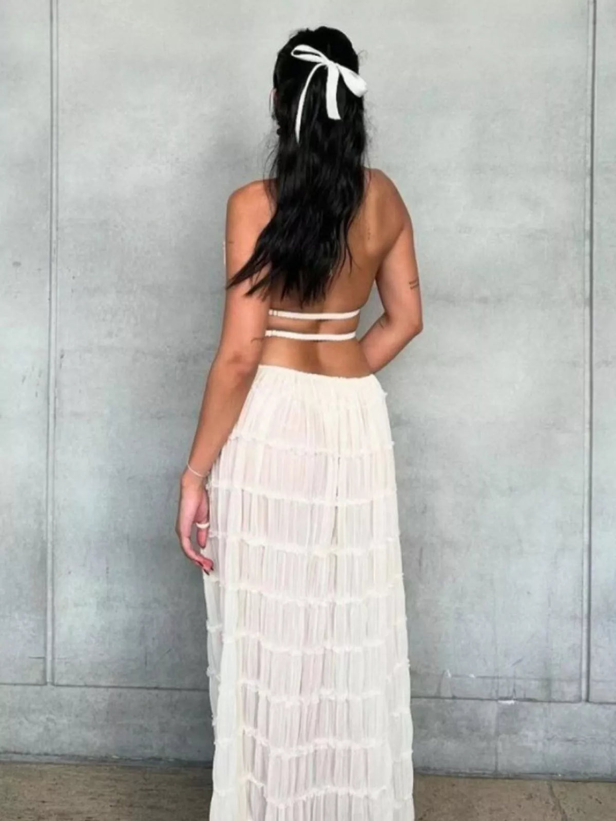 Halter top and skirt set, white back