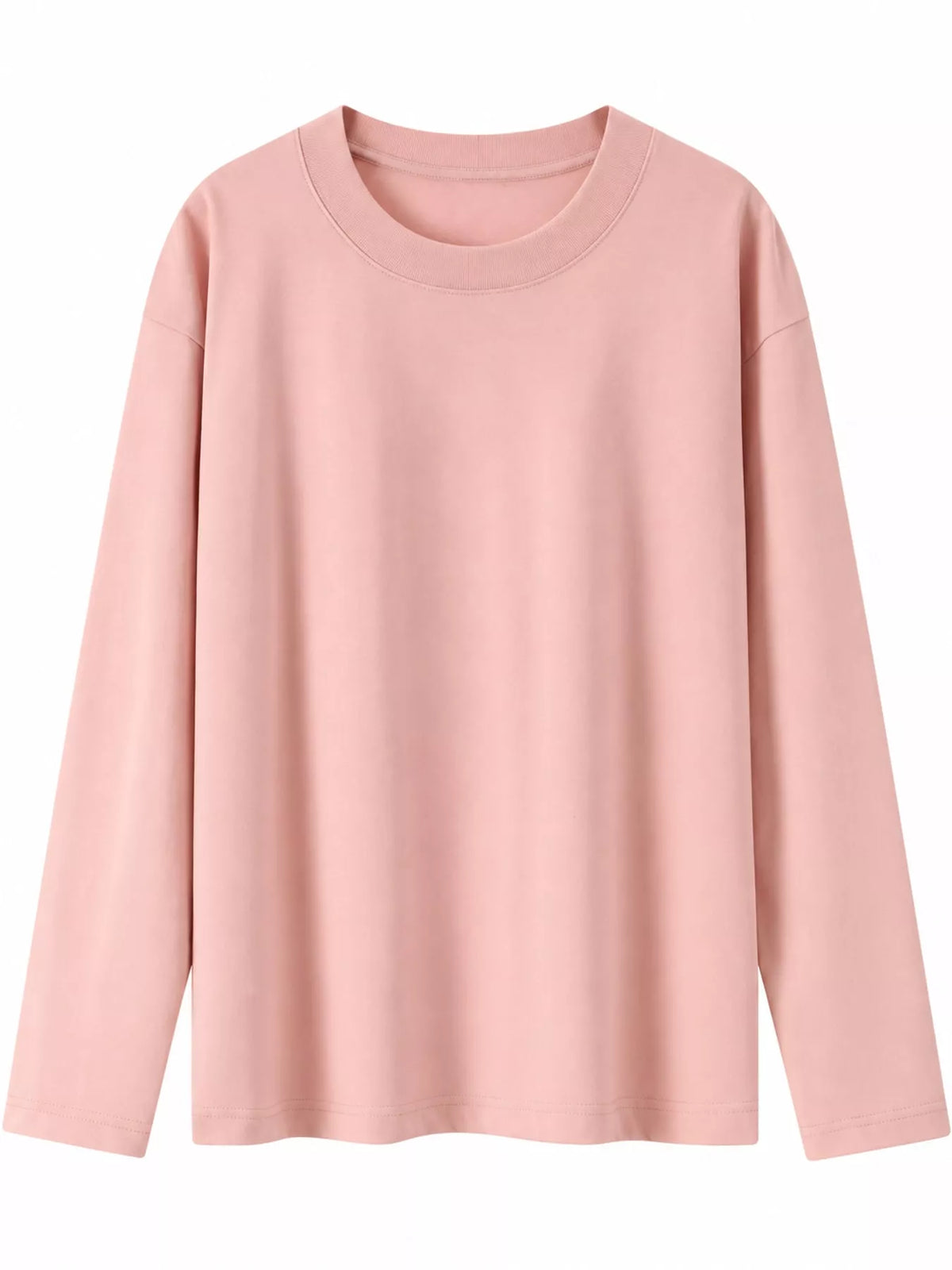 Solid Long-Sleeve Crew Neck T-Shirt — garment front