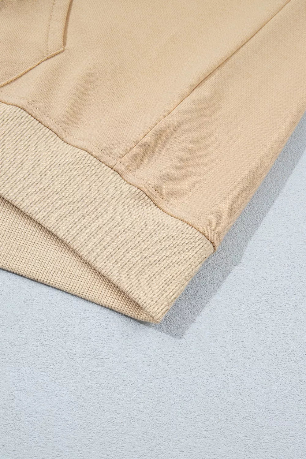 Polka Dot Zip-Up Hoodie in beige, sleeve and cuff detail