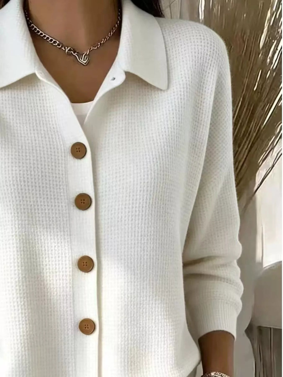Waffle Knit Button-Down Shirt — construction details