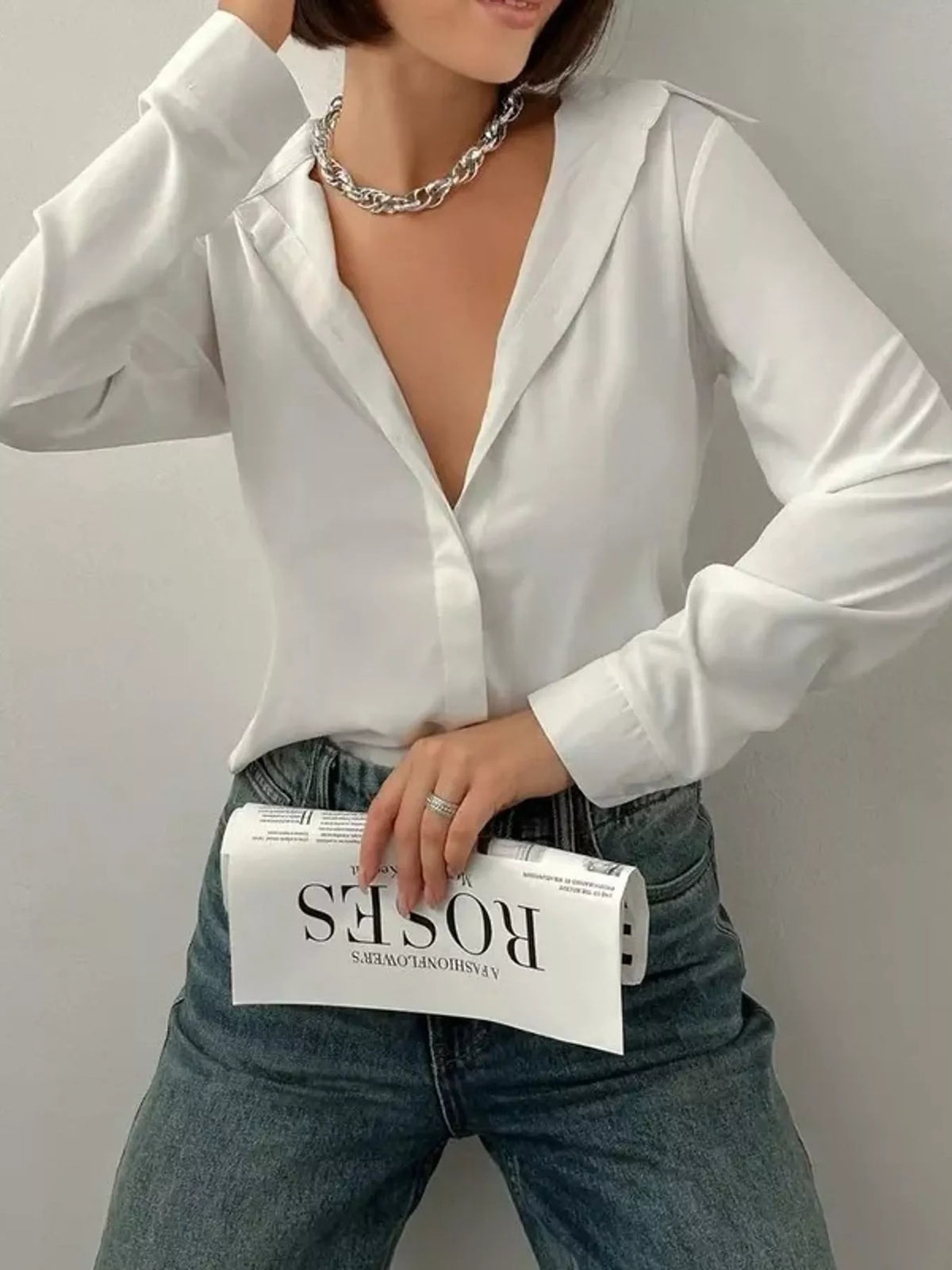 Button-up shirt, white front