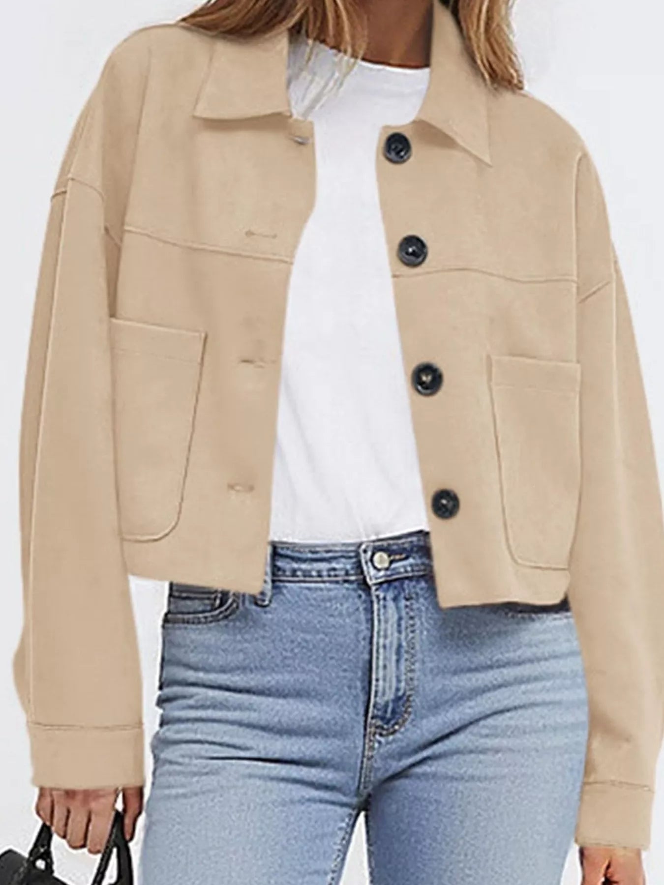 Trendsi Button-Down Cropped Jacket -