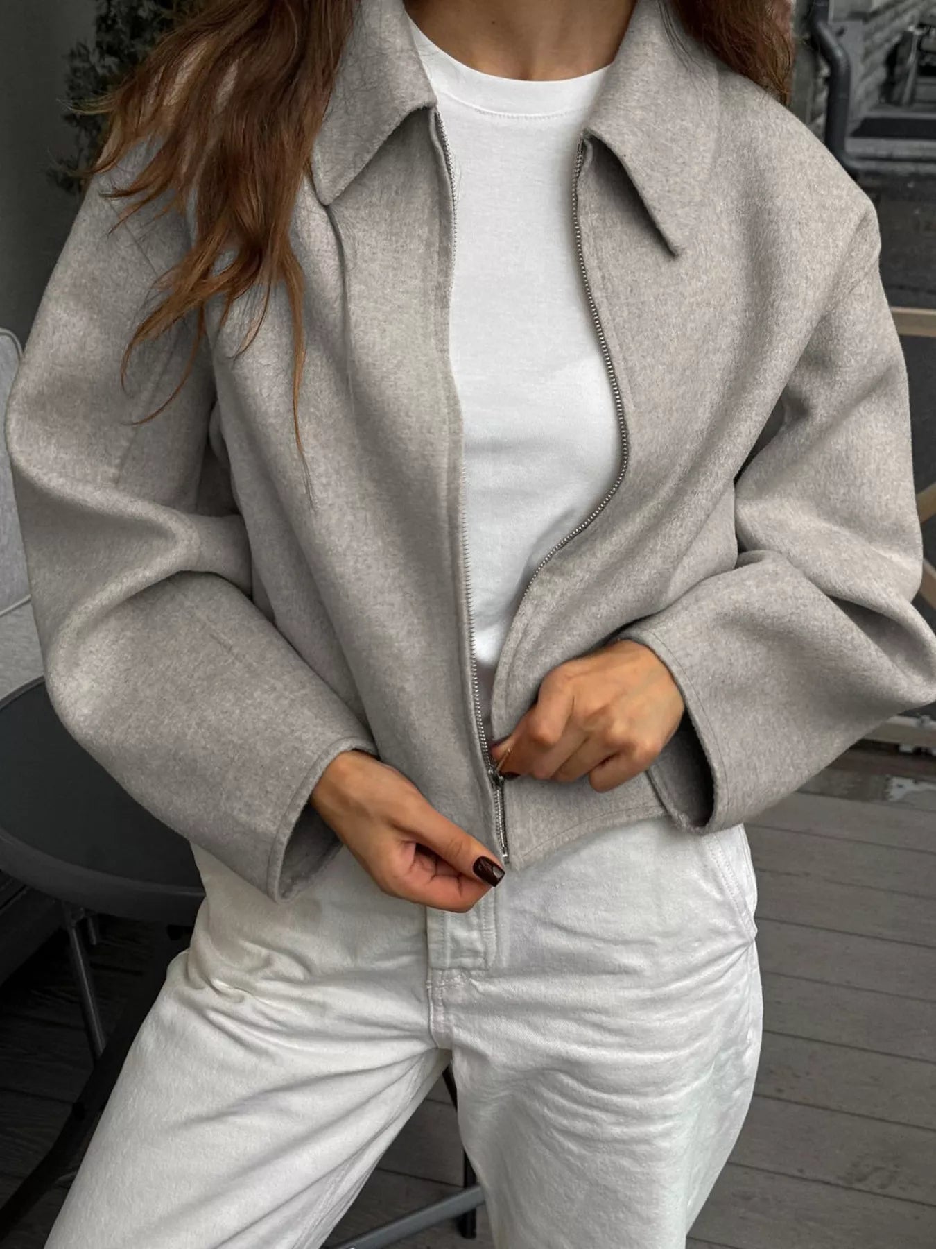 Trendsi Zip Up Dropped Shoulder Jacket -