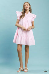 Trendsi Umgee Stripe Smocked Yoke Ruffle Dress -
