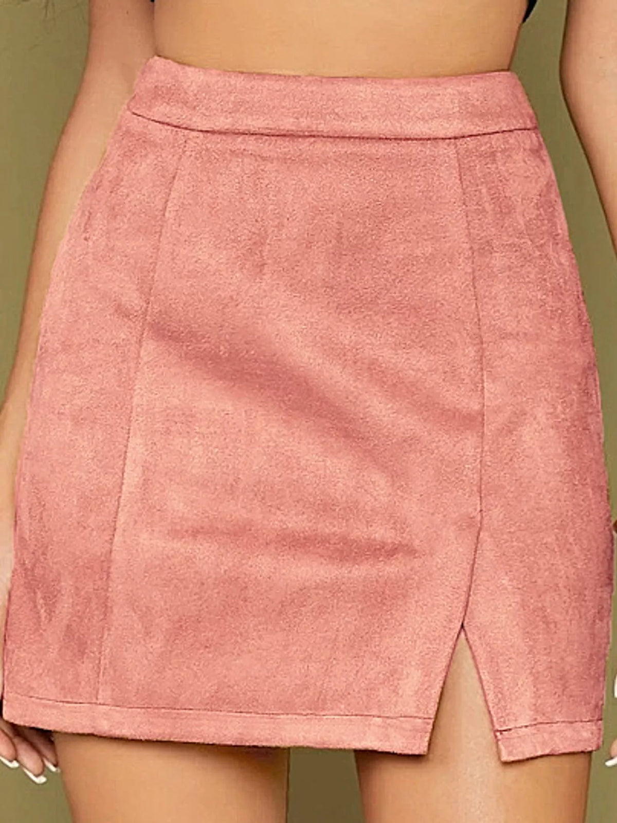 Zip-up mini skirt, pink front