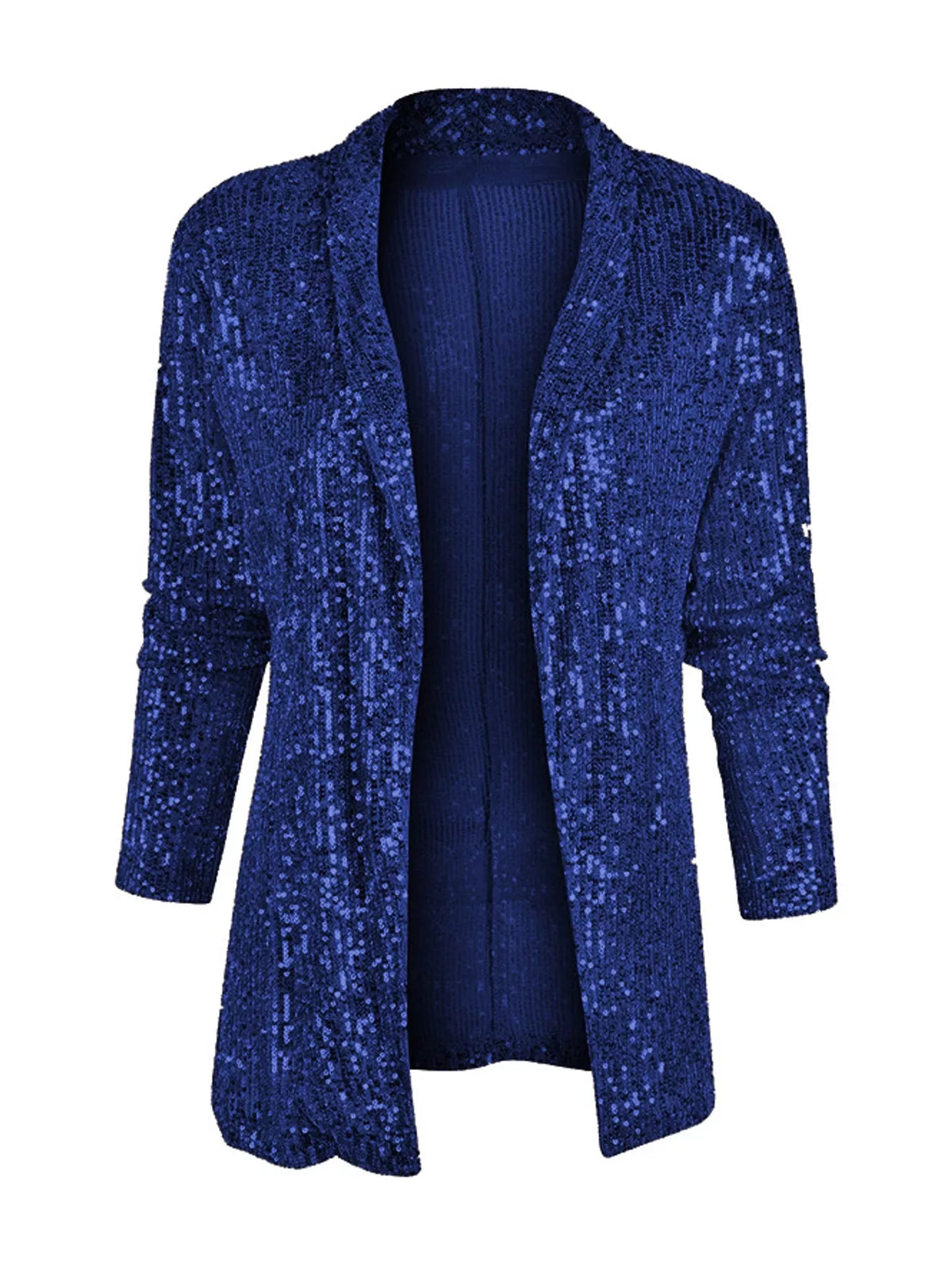 Sequin Open-Front Blazer in blue