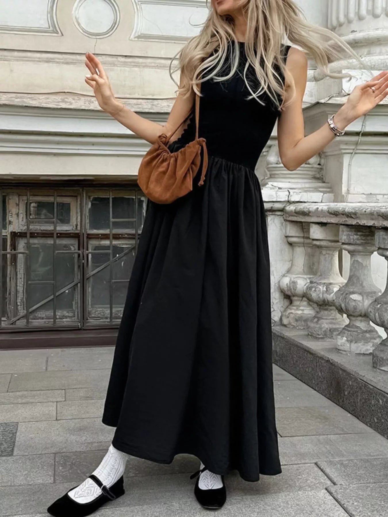 Trendsi Round Neck Sleeveless Maxi Dress -