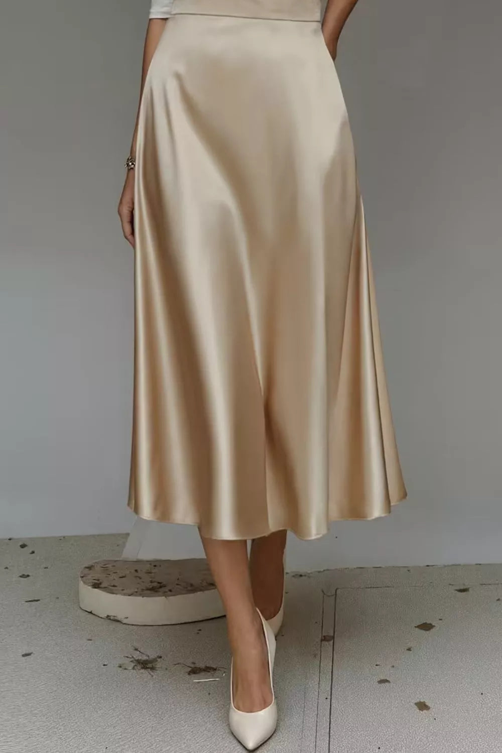 Trendsi Satin A-Line Midi Skirt -