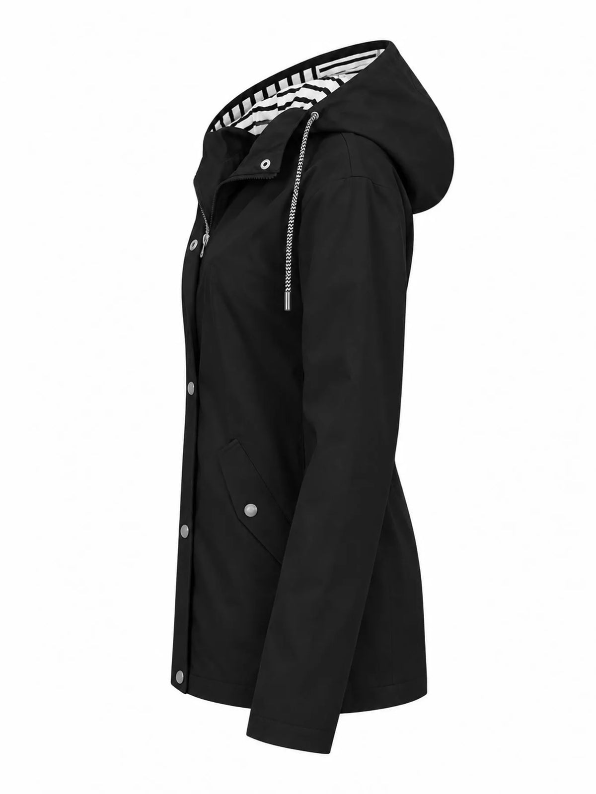 Black drawstring hooded jacket