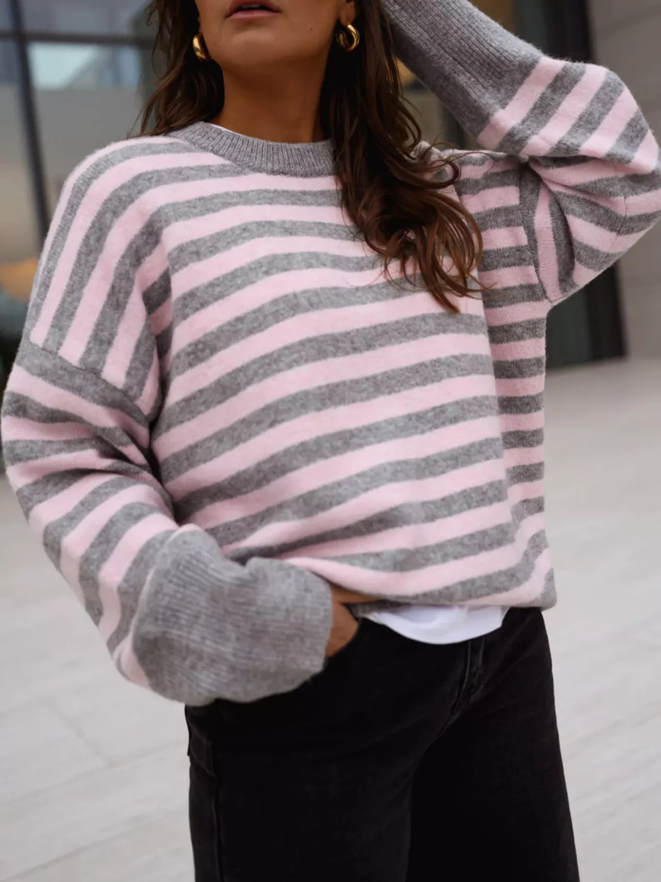 Trendsi Striped Crew Neck Sweater -