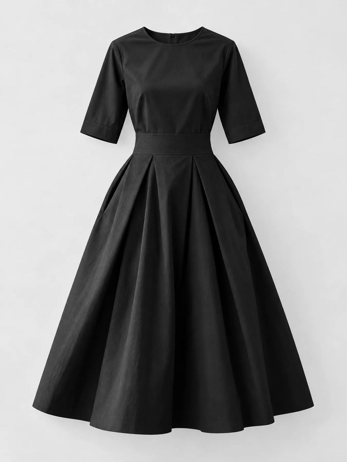 Round neck short sleeve midi dress, product view