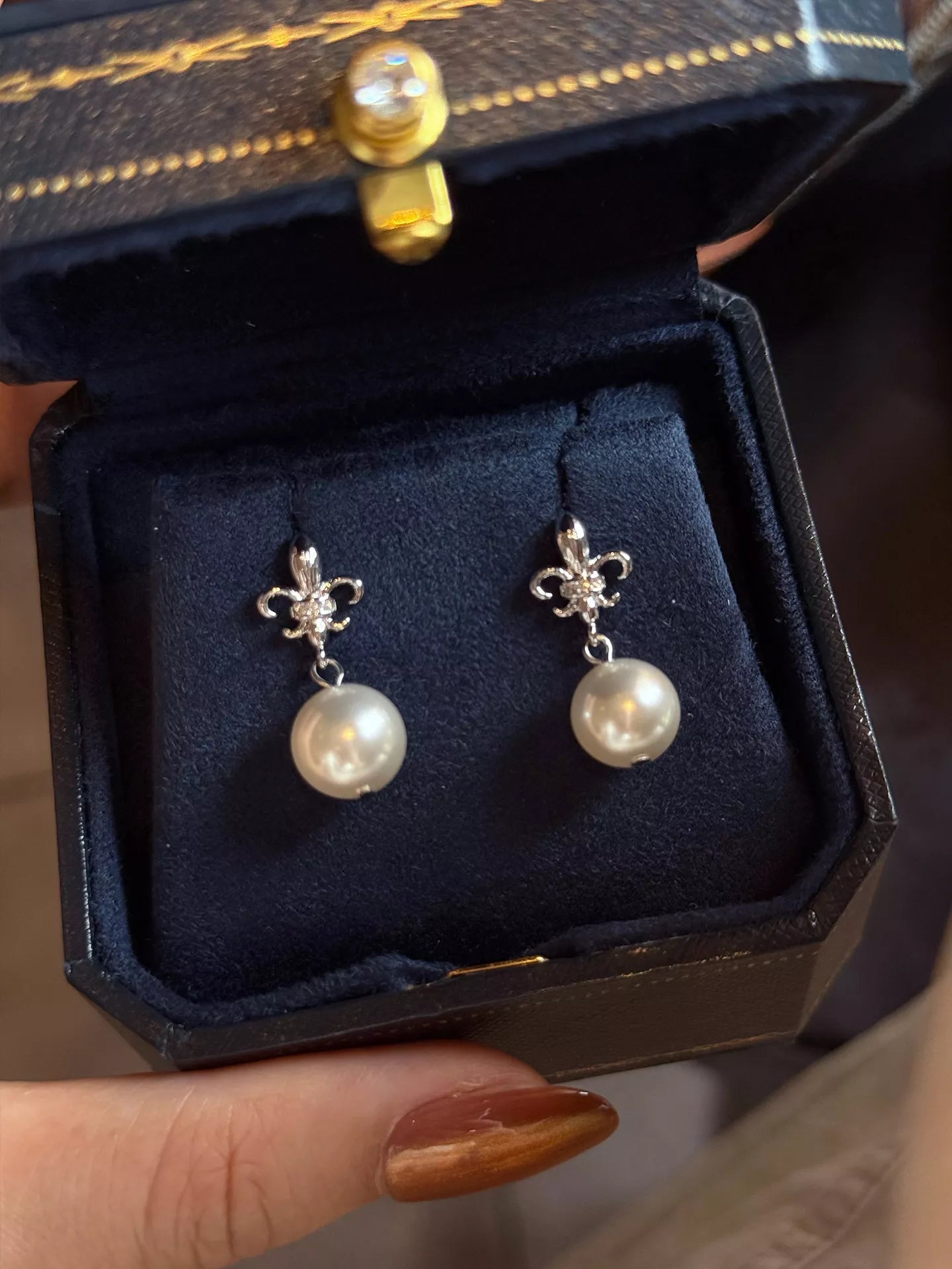 Trendsi Alloy Pearl Drop Earrings -