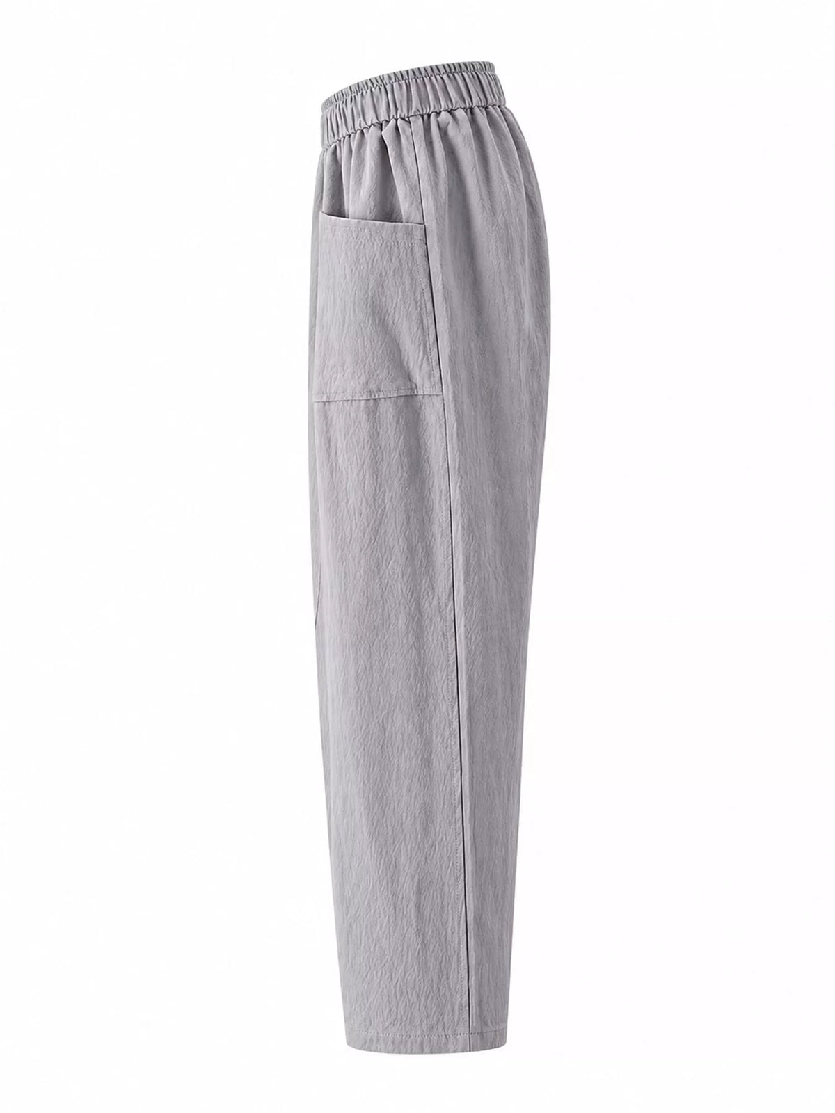 Linen-blend harem pants, gray side