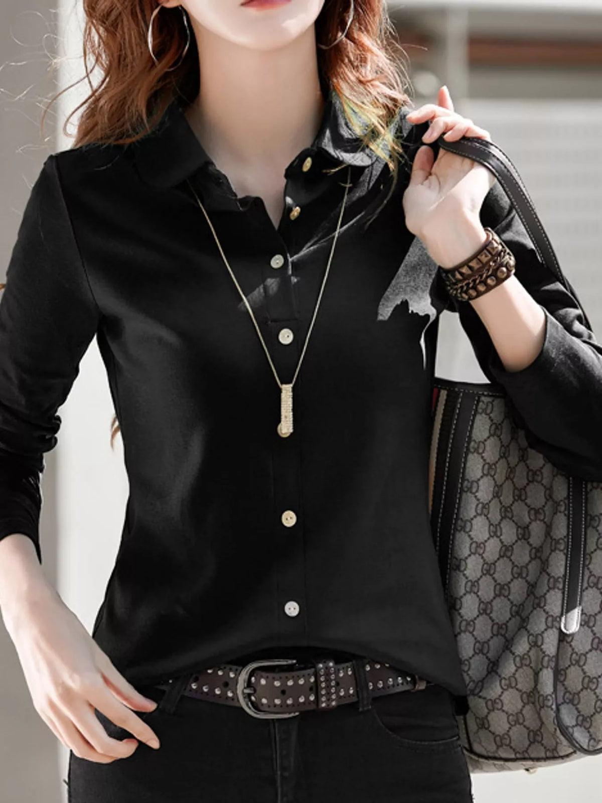 Black button-down shirt