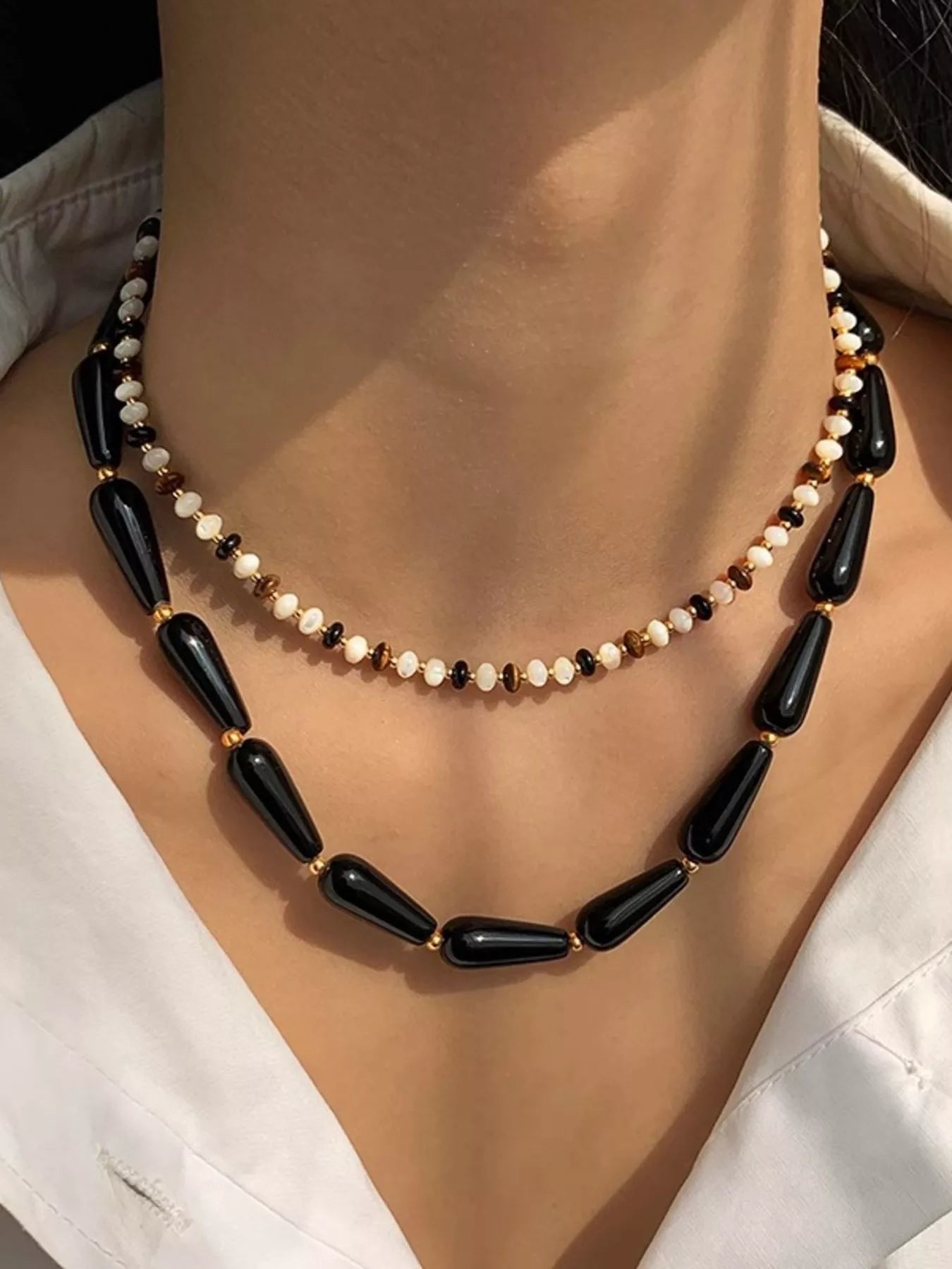 Trendsi Alloy Teardrop Adjustable Necklace -