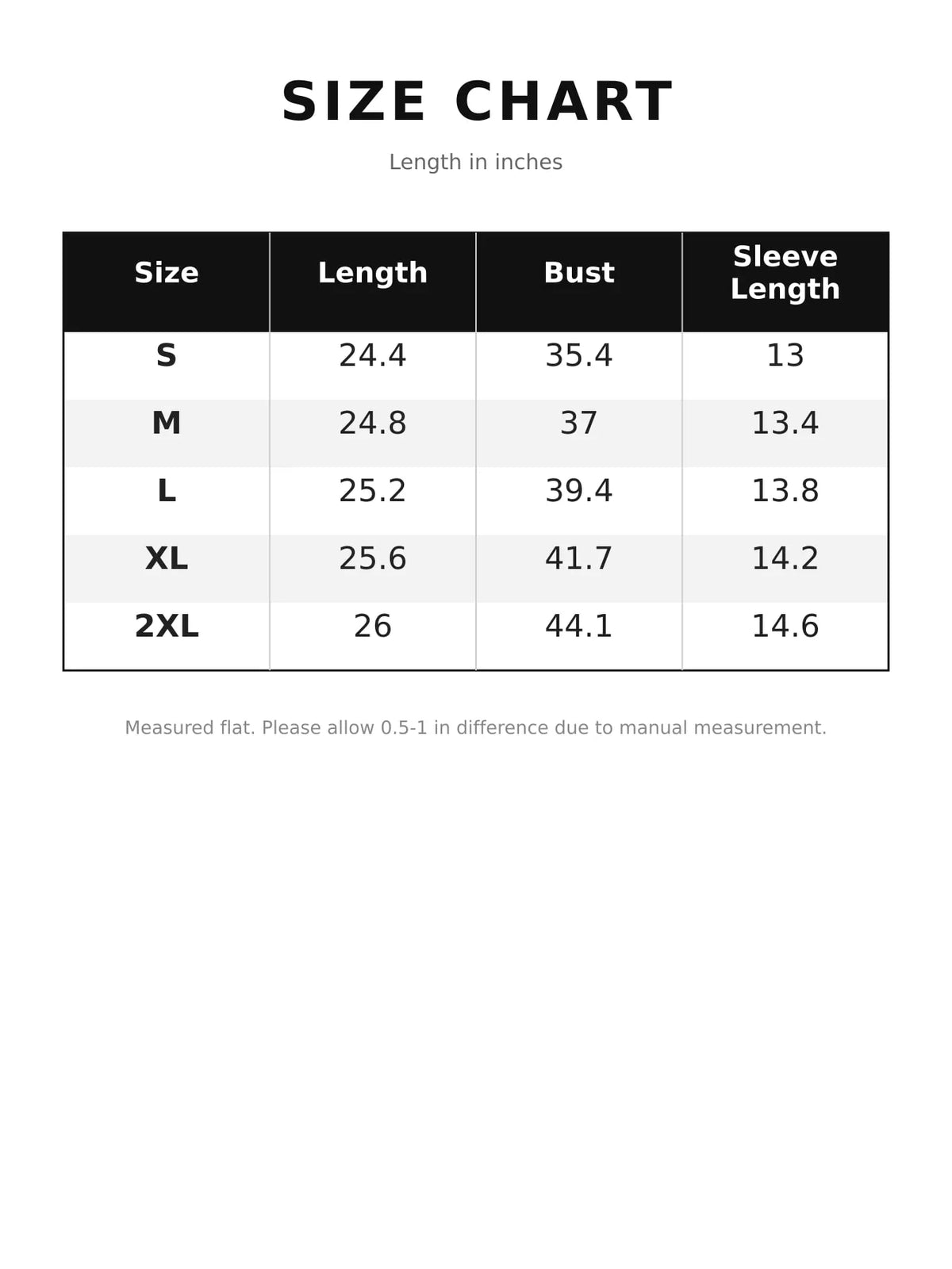 Eyelet Open-Front Cardigan — size and measurement chart