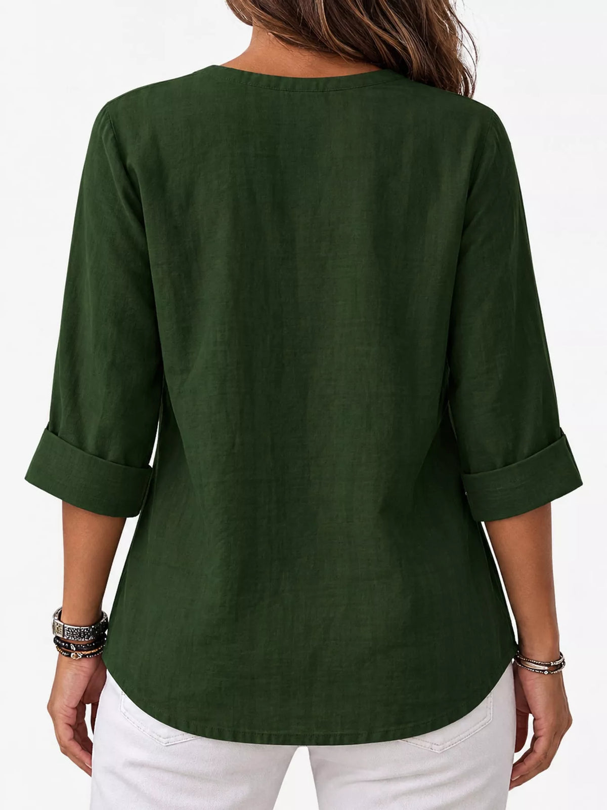 Notched-neck shirt, green back