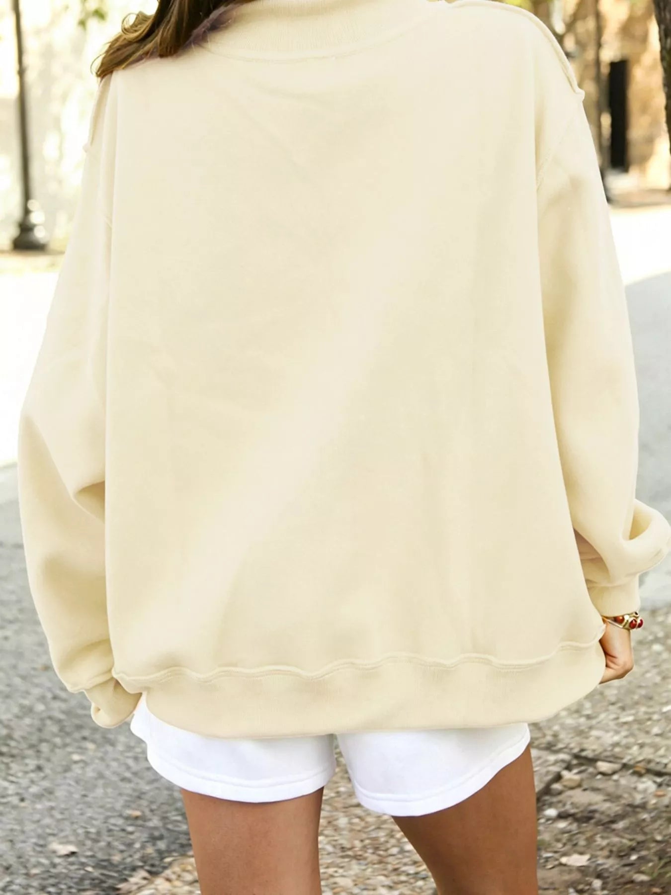 Trendsi Mock Neck Dropped Shoulder Sweatshirt -