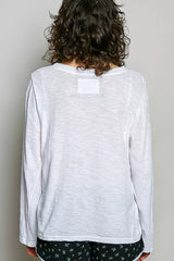 Trendsi POL Contrast Hand-Stitch V-Neck Lightweight Knit Long Sleeve Top - Shirts