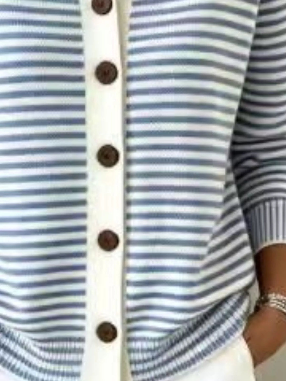 Trendsi Full Size Striped Button-Down Knit Cardigan Plus Size -