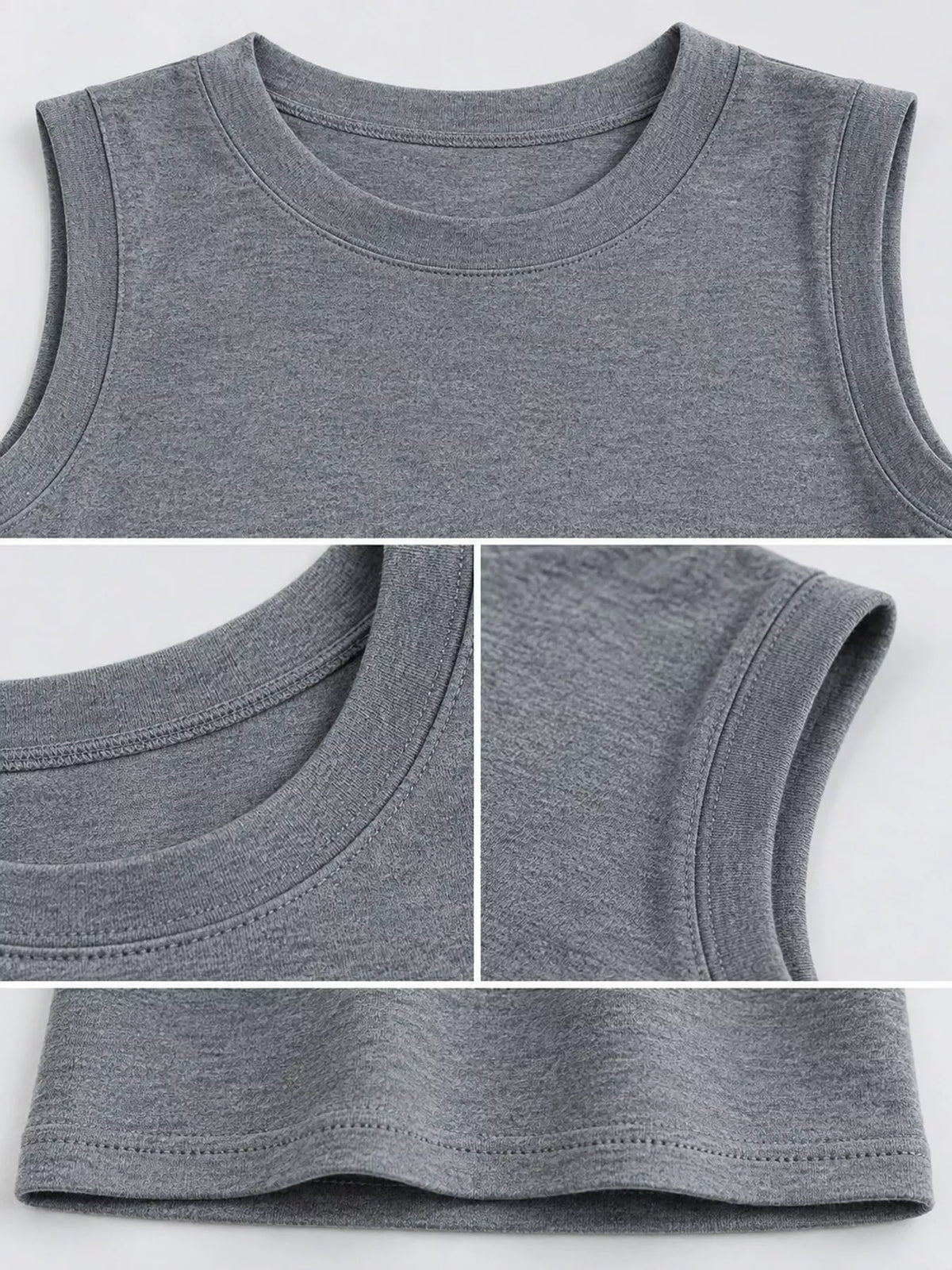 Slim-Fit Sleeveless Crew Neck Tank Top — garment construction details