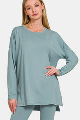 Trendsi Zenana Full Size Brushed Microfiber Top and Leggings Lounge Set -