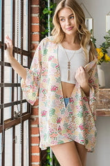Trendsi Heimish Full Size Multi Color Floral Open Cardigan Plus Size -