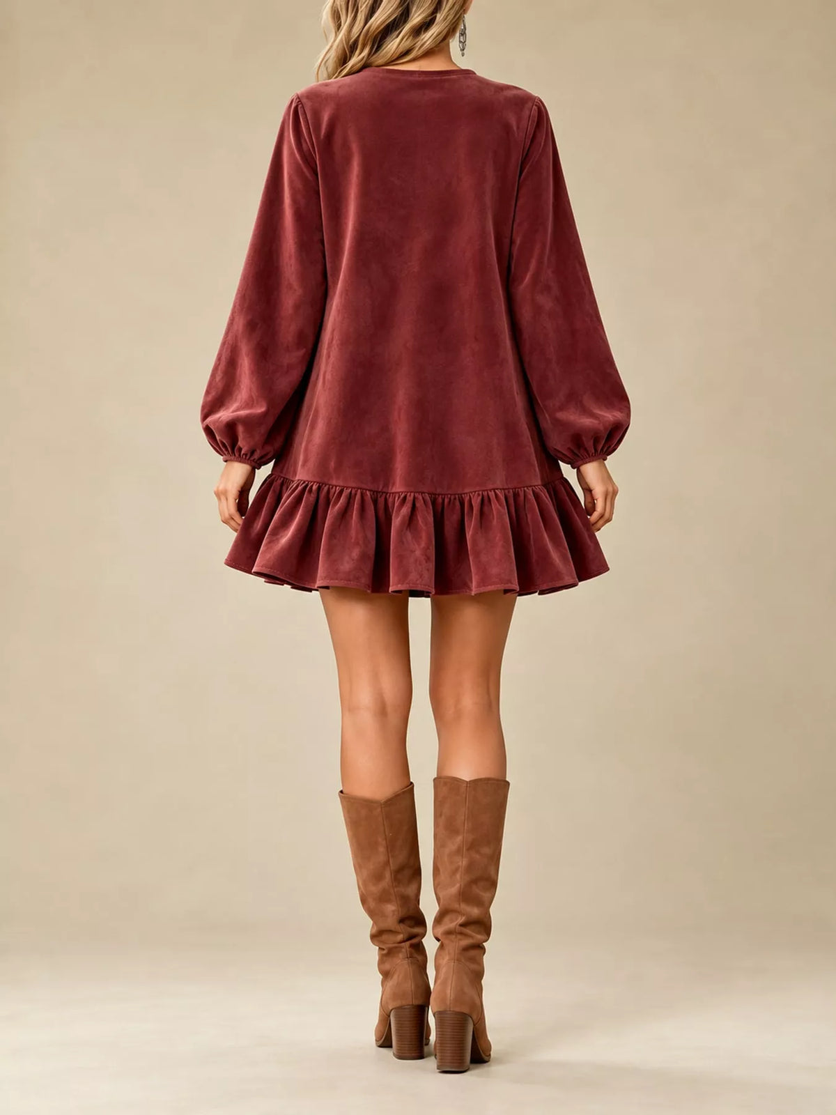 Quarter-zip dress, burgundy back