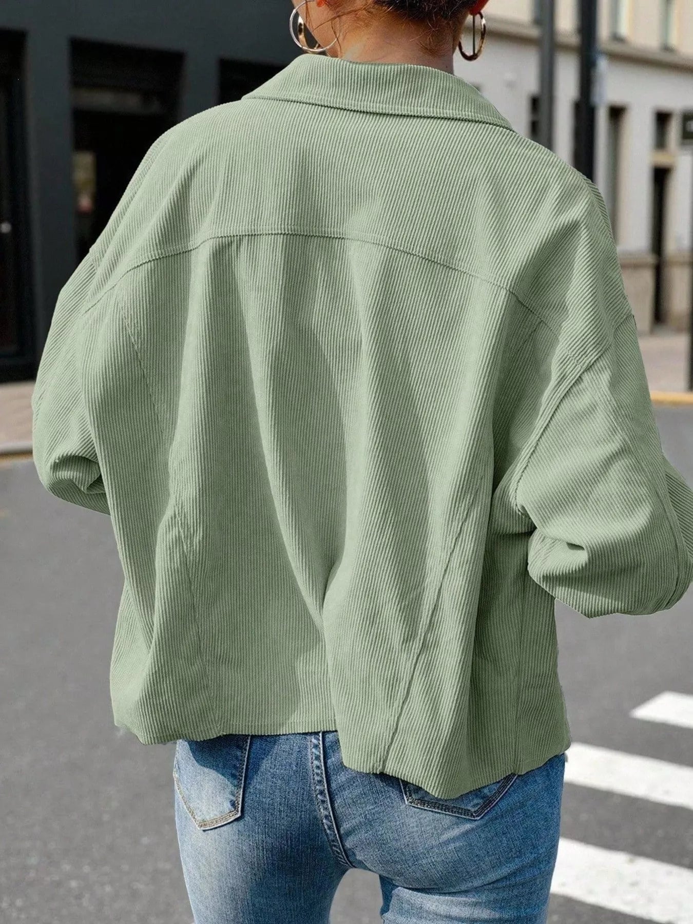 Trendsi Corduroy Button-Down Shacket -