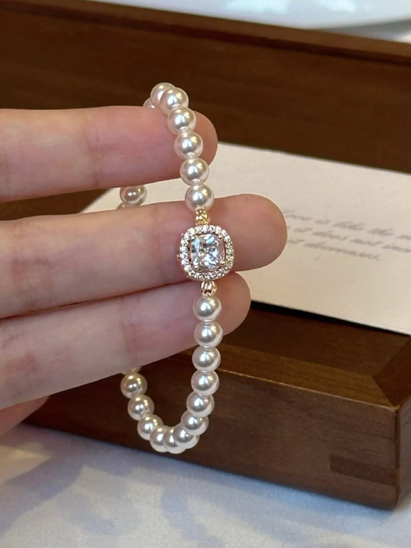 Trendsi 18K Gold-Plated Pearl Bracelet -