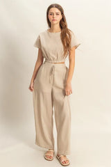 Trendsi HYFVE Round Neck Short Sleeve Top and Pants Set -