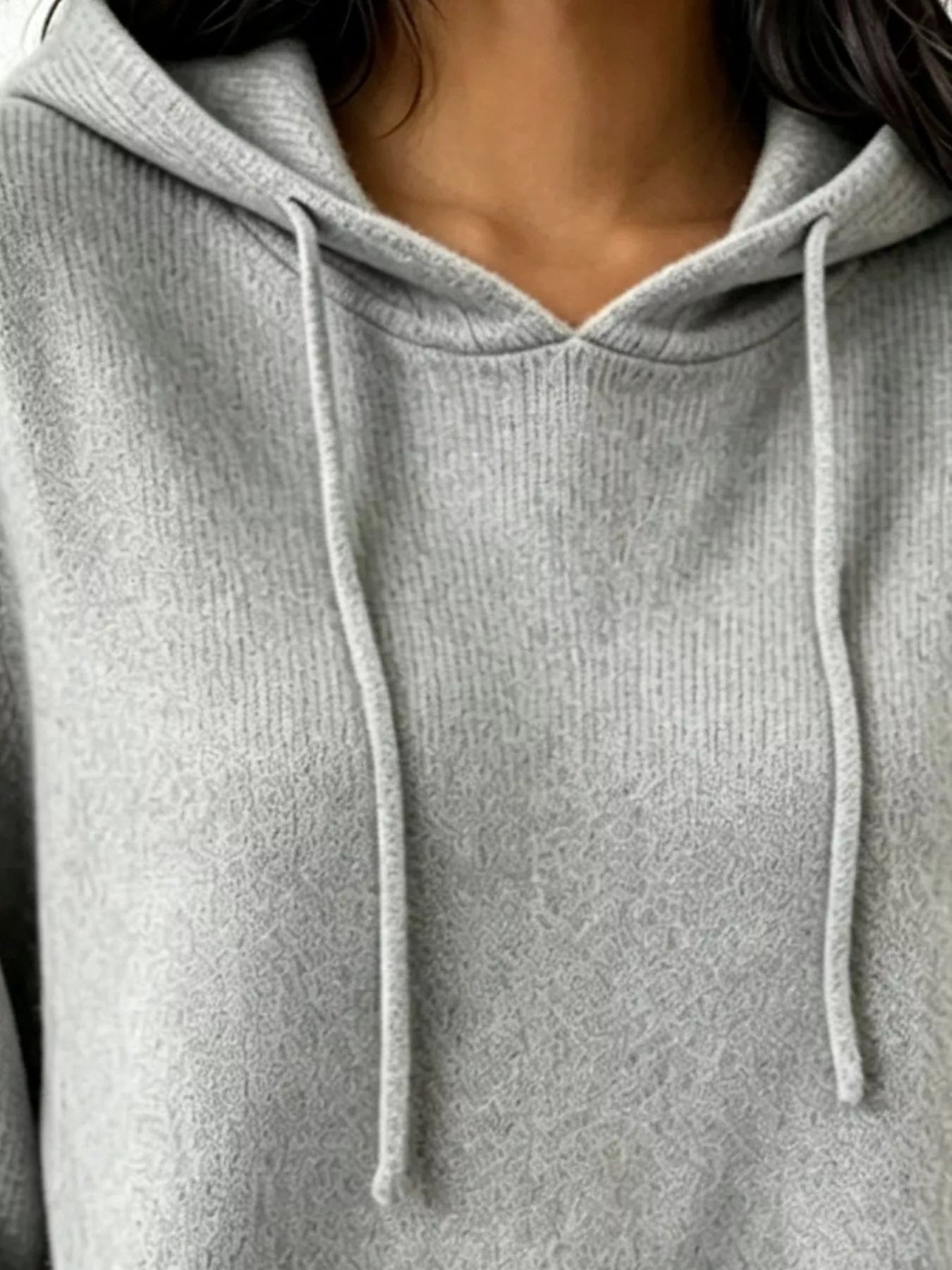 Trendsi Cozy Ribbed Long‑Sleeve Hooded Sweater -