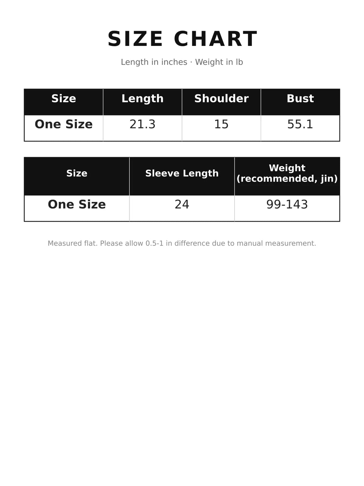 Openwork sweater, size chart