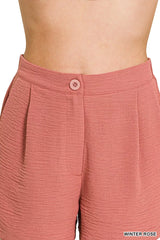 Trendsi Zenana Woven Airflow Back Elastic Waist Shorts -