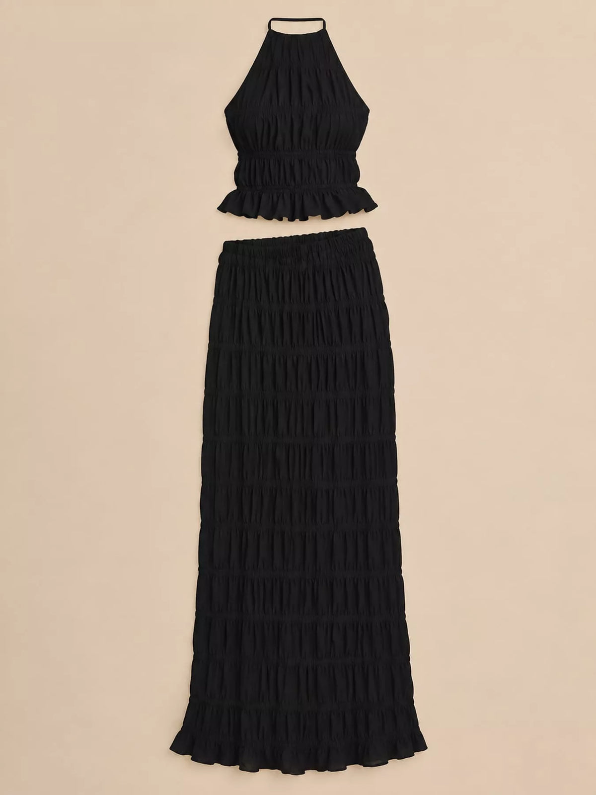 Halter top and skirt set, black hanging set