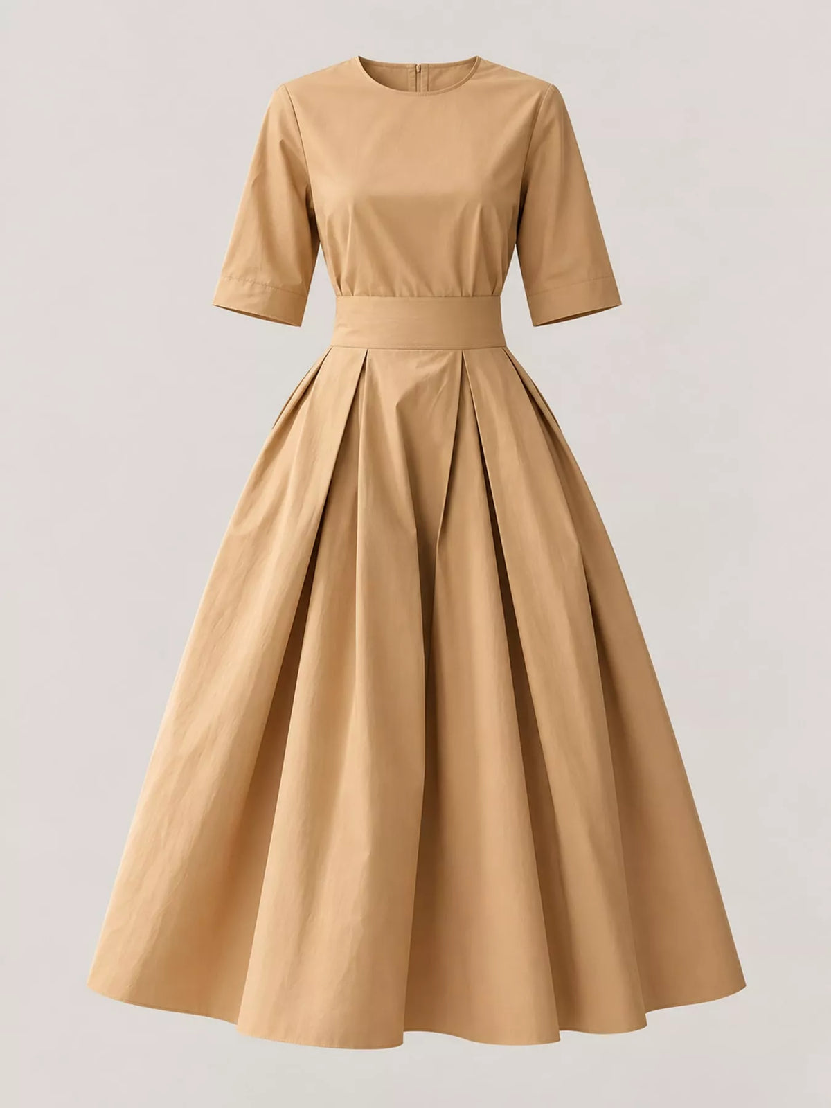 Round neck short sleeve midi dress, product view