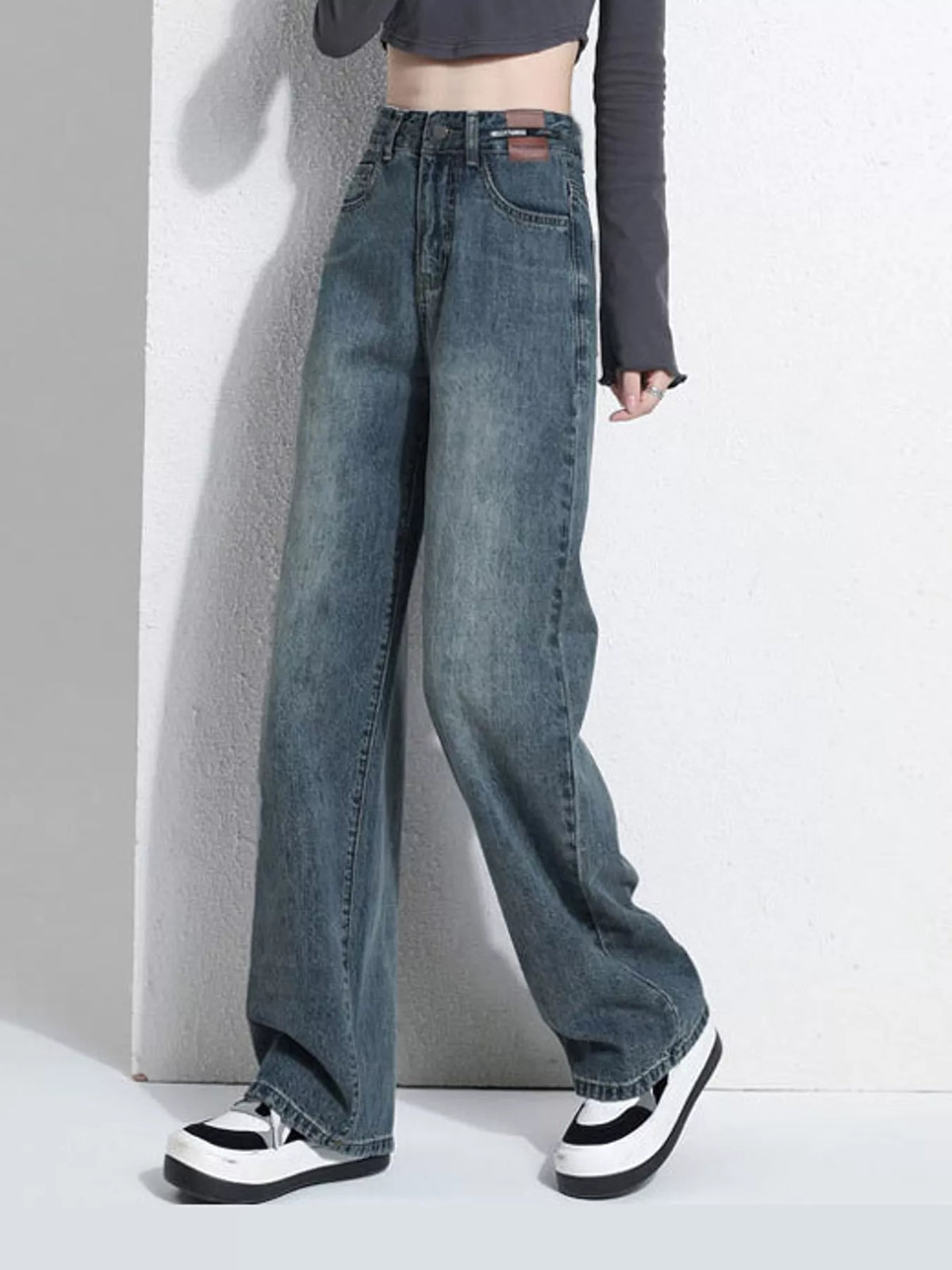 High-Waisted Vintage Wide-Leg Jeans — front view