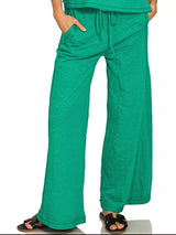 Trendsi Zenana Cotton Slub Short Sleeve Tee and Pants Set -