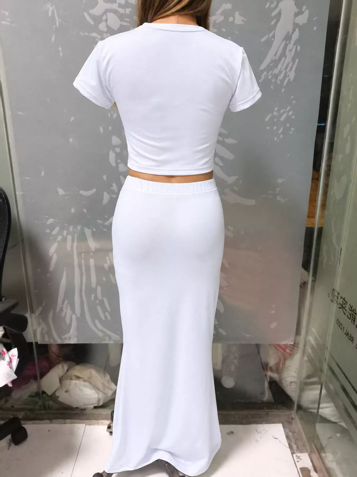 Top and skirt set, back view