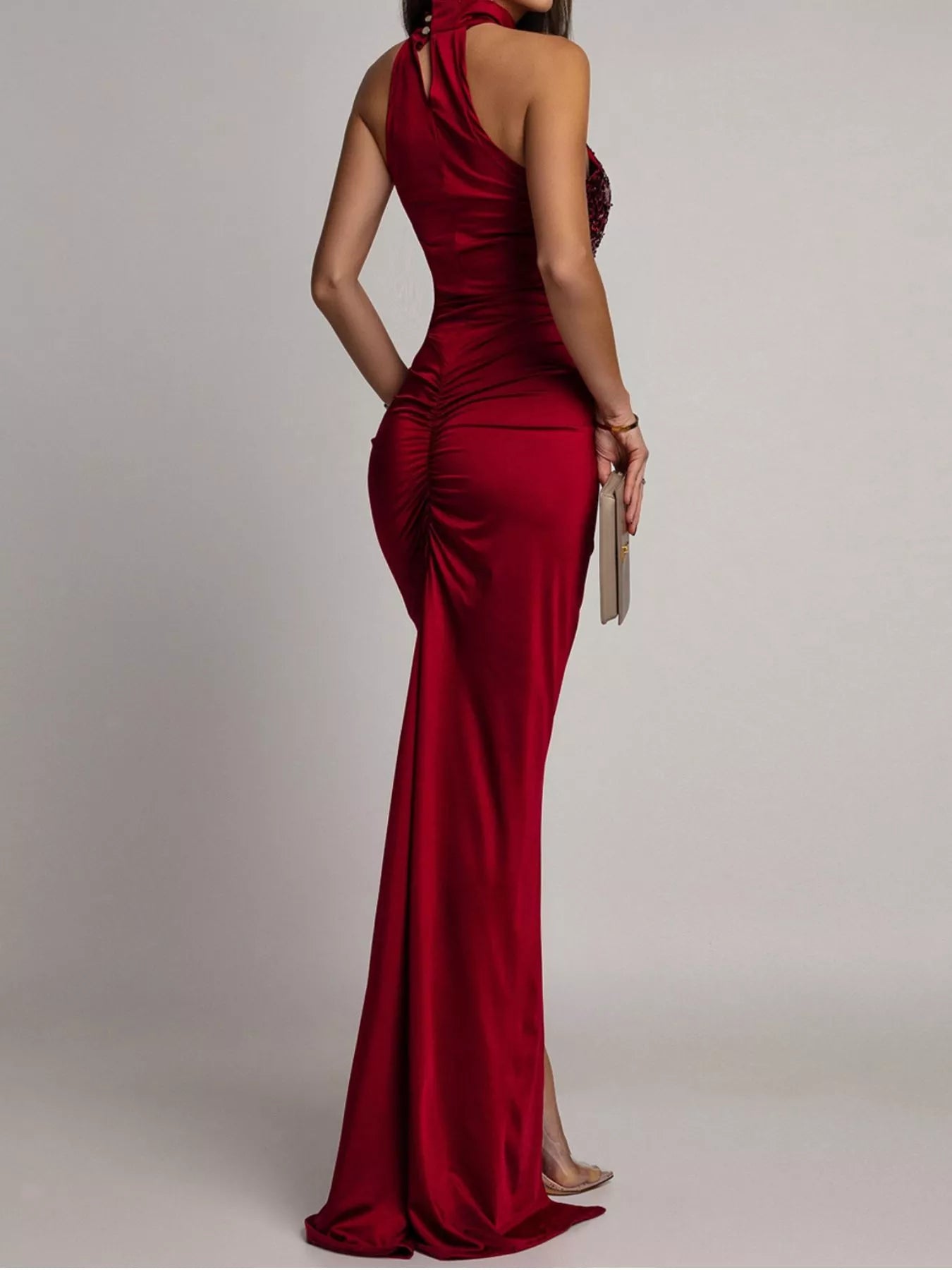 Trendsi Sequin High Slit Sleeveless Maxi Dress -