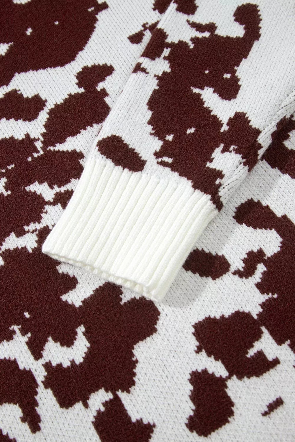 Trendsi Western Print Cow Pattern Long Sleeve Round Neck Pullover Knitwear Sweater -