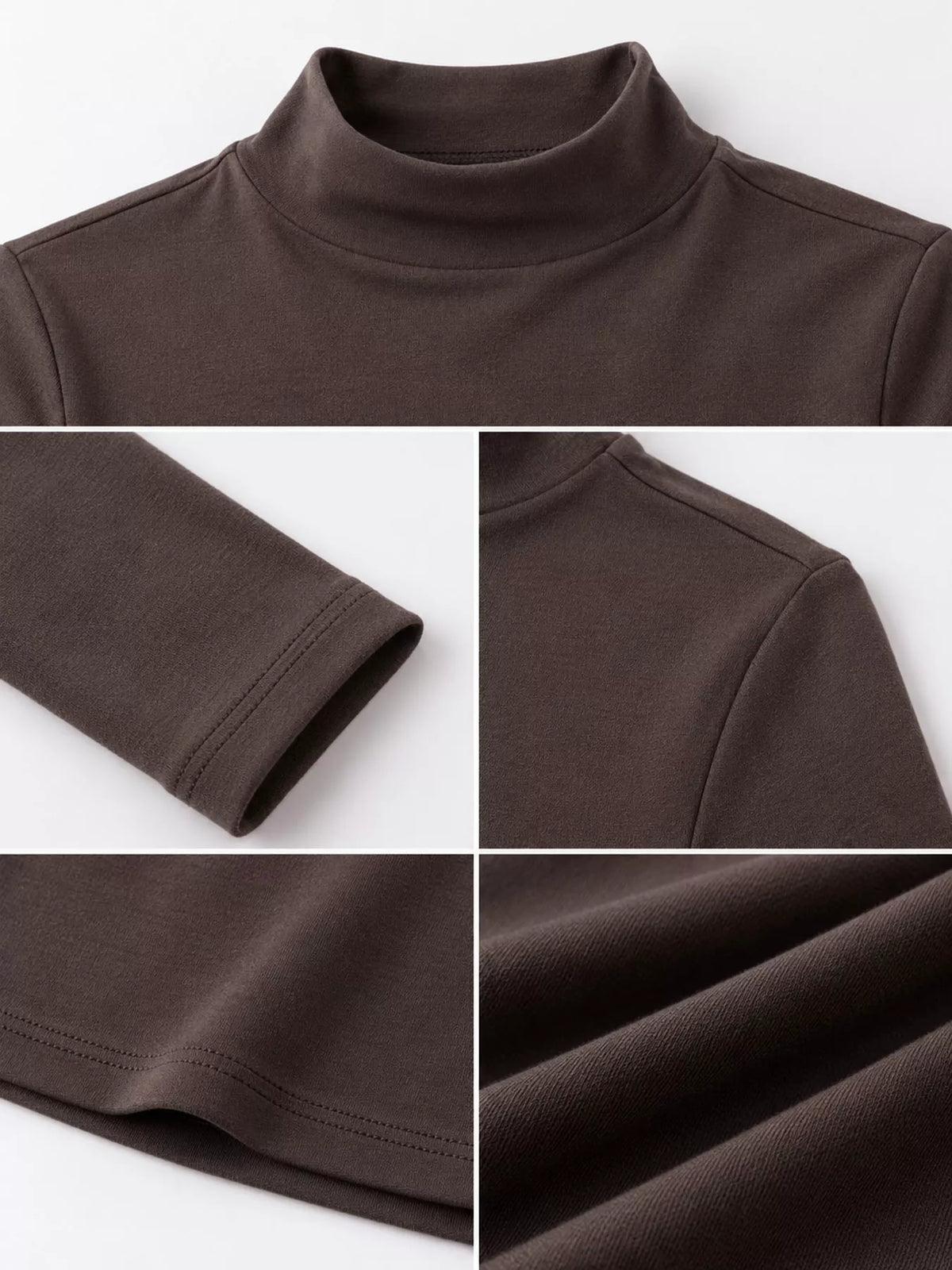 Slim-Fit Mock Neck Long Sleeve T-Shirt — garment construction details
