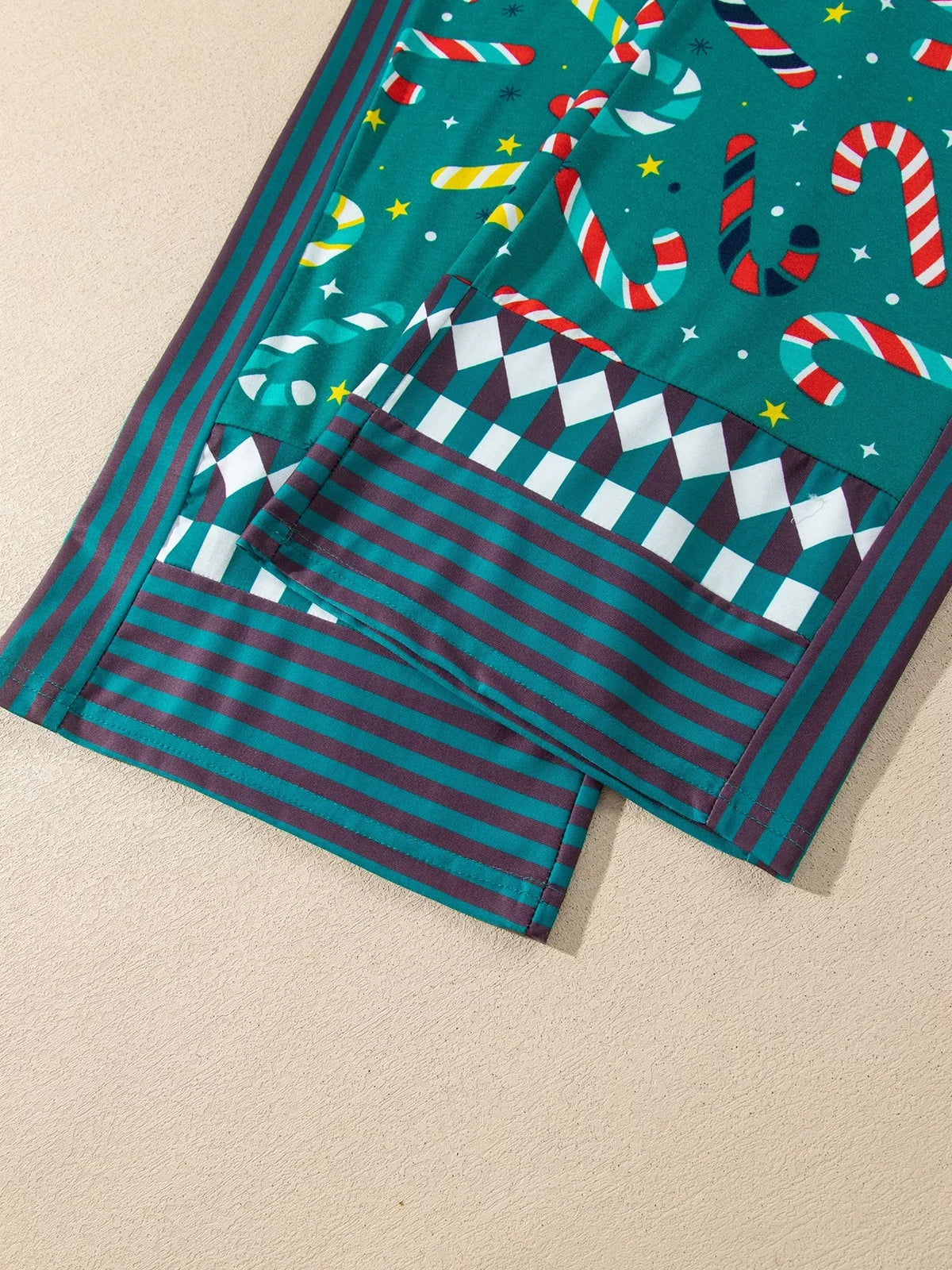 Candy-cane lounge set, geometric pant hem
