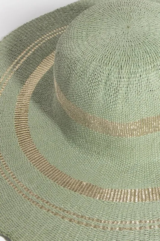 Women's Floppy Sun Hat With Metallic Accent Trim Paper Polyester — product view 2