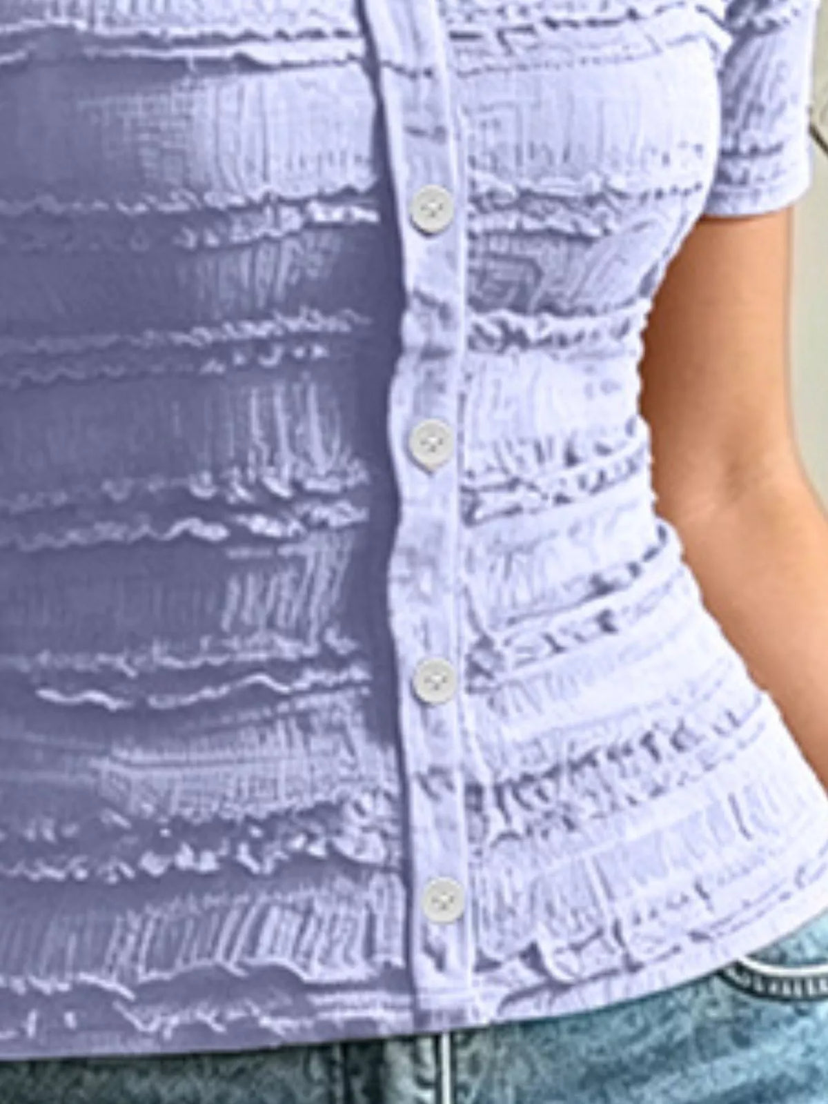 Trendsi Frill Square Neck Short Sleeve Top -