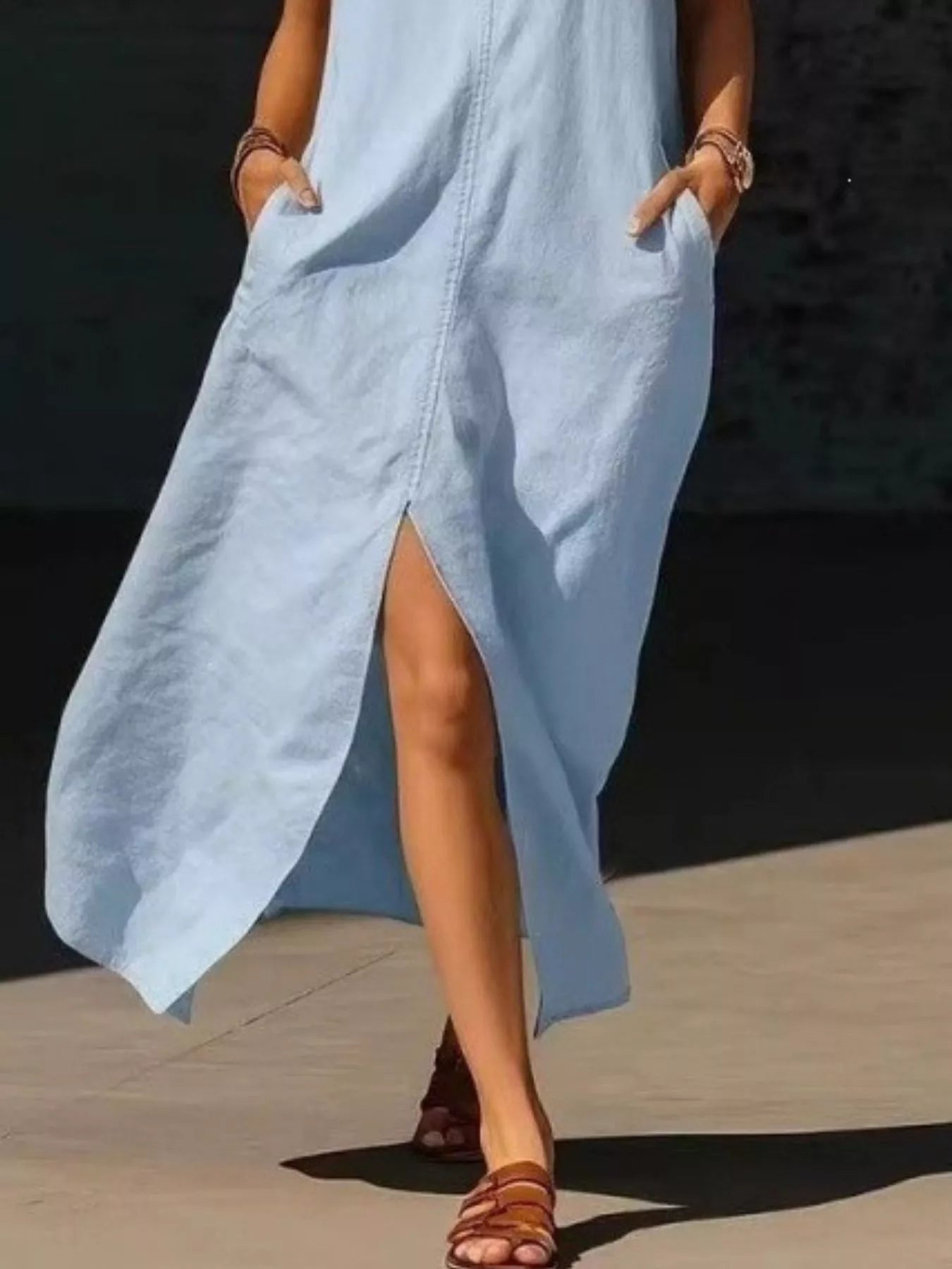 Trendsi Sleeveless Maxi Dress with Side Pockets -